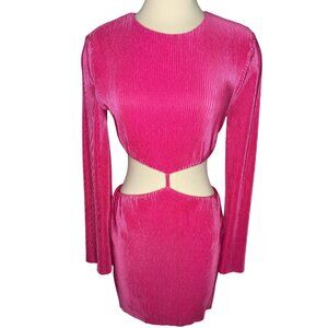 RNWY Pink Fuchsia Long Sleeve Cutout Lined Mini Dress Size 6